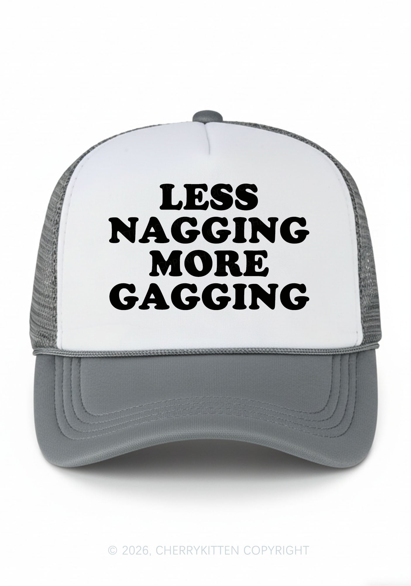Less Nagging More Gagging Y2K Colorblock Trucker Hat Cherrykitten