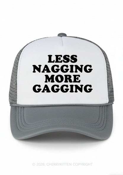Less Nagging More Gagging Y2K Colorblock Trucker Hat Cherrykitten