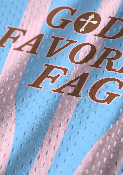 Light Pink Gods Favorite Fag Pride Y2K Sport Jersey Tank Cherrykitten