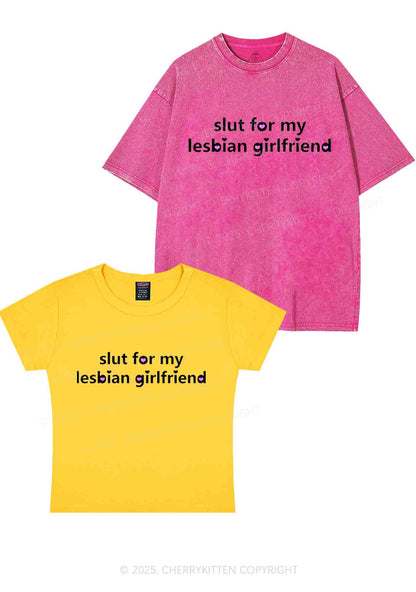 Slxt For My Lesbian GF Y2K Valentine's Day Couple Shirt Cherrykitten