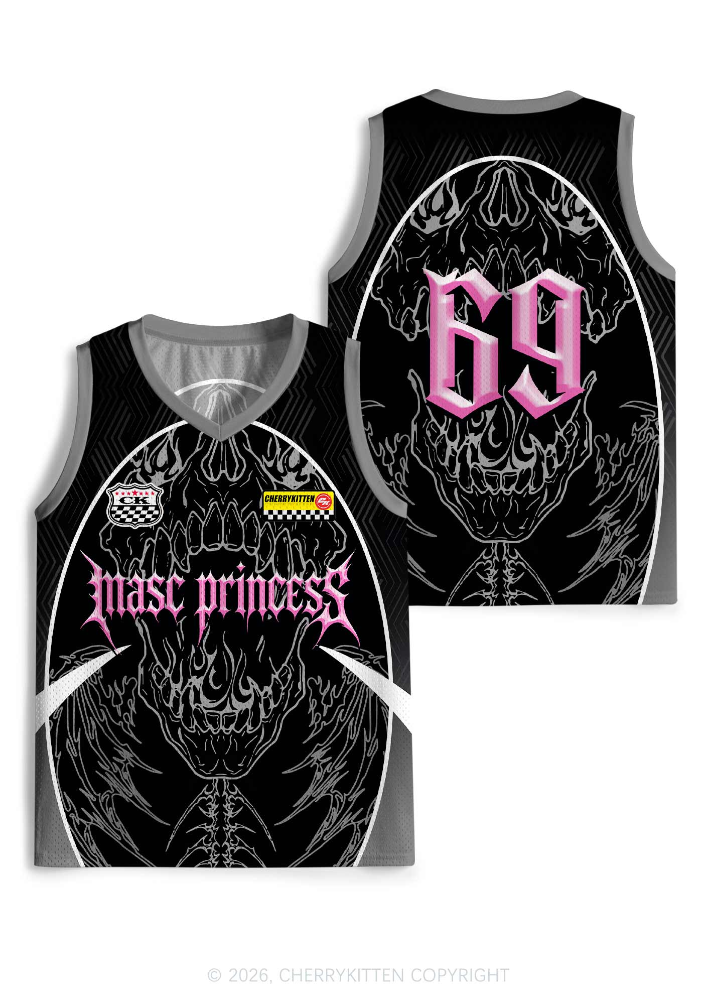 Masc Princess Dark Skull Pride Y2K Sport Jersey Tank Cherrykitten