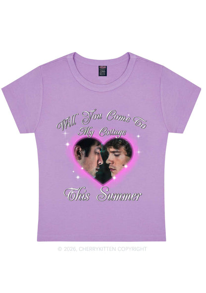 Come To My Cottage This Summer HR Y2K Baby Tee Cherrykitten