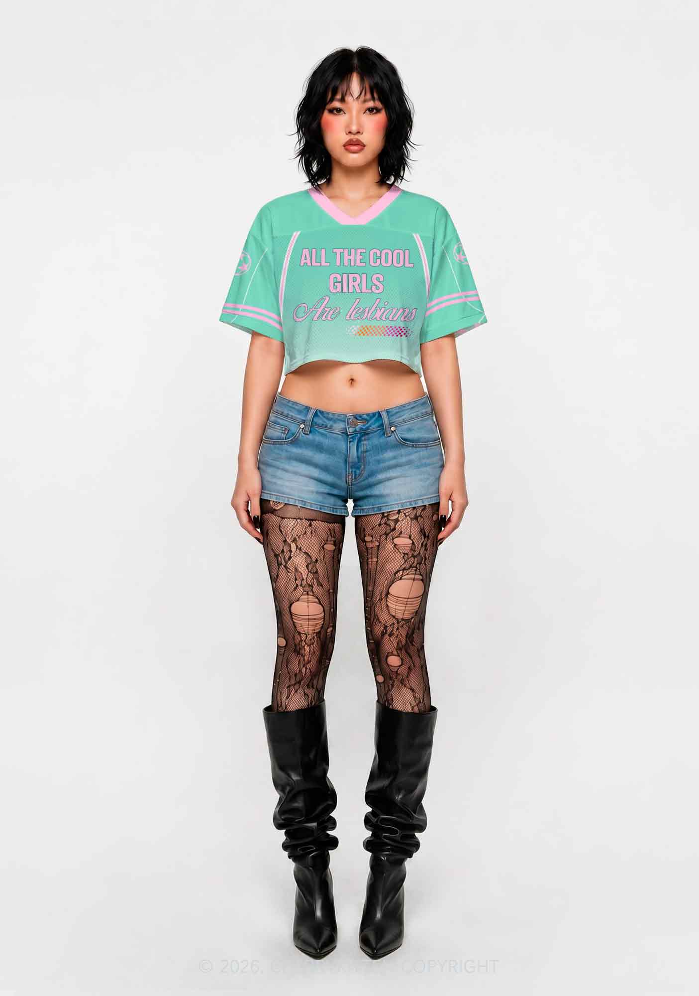 Cool Girls Are Lesbians Pride Y2K Crop Sport Jersey Shirts Cherrykitten