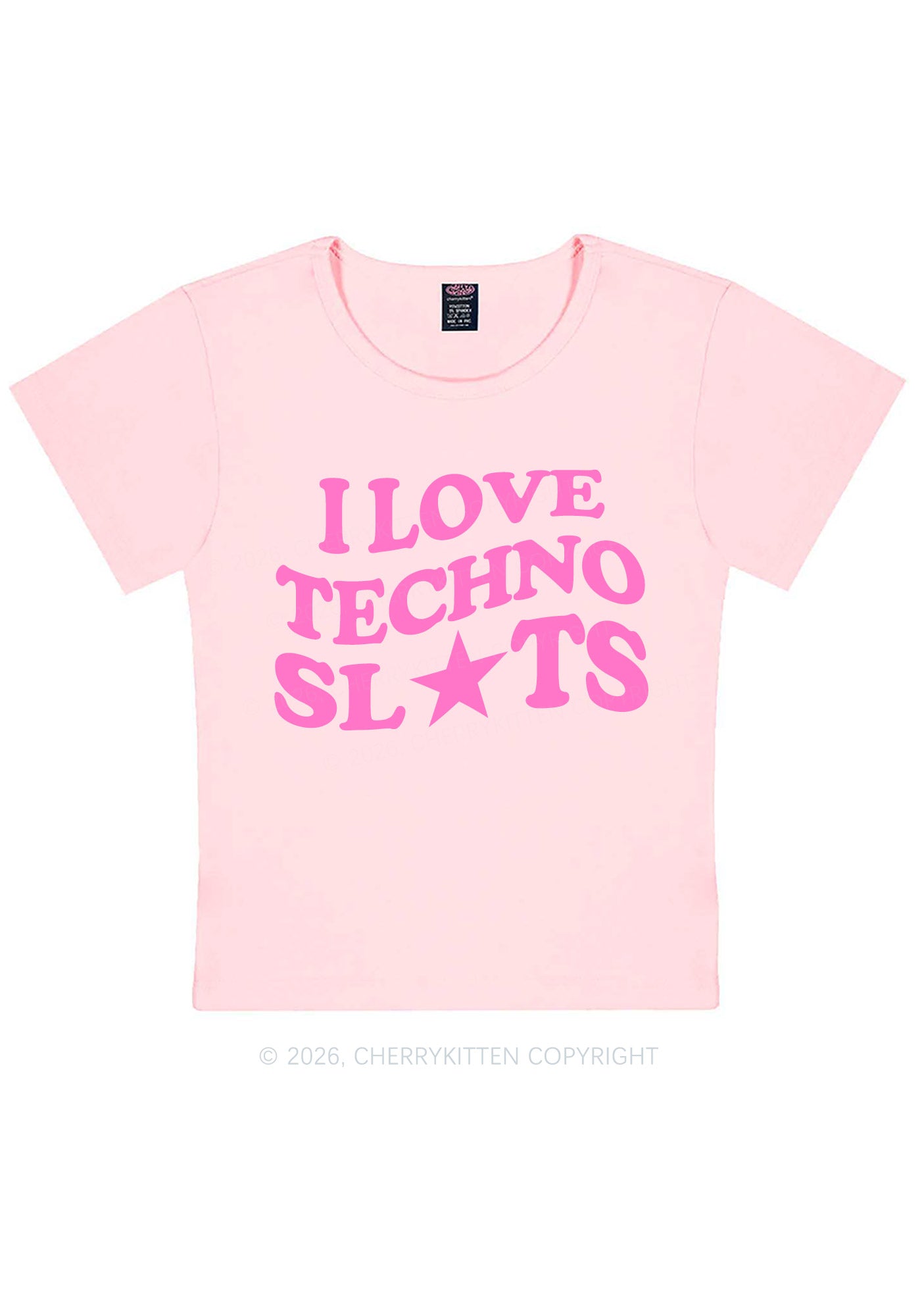 I Love Techno Slxts Y2K Baby Tee Cherrykitten