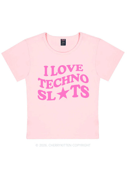 I Love Techno Slxts Y2K Baby Tee Cherrykitten