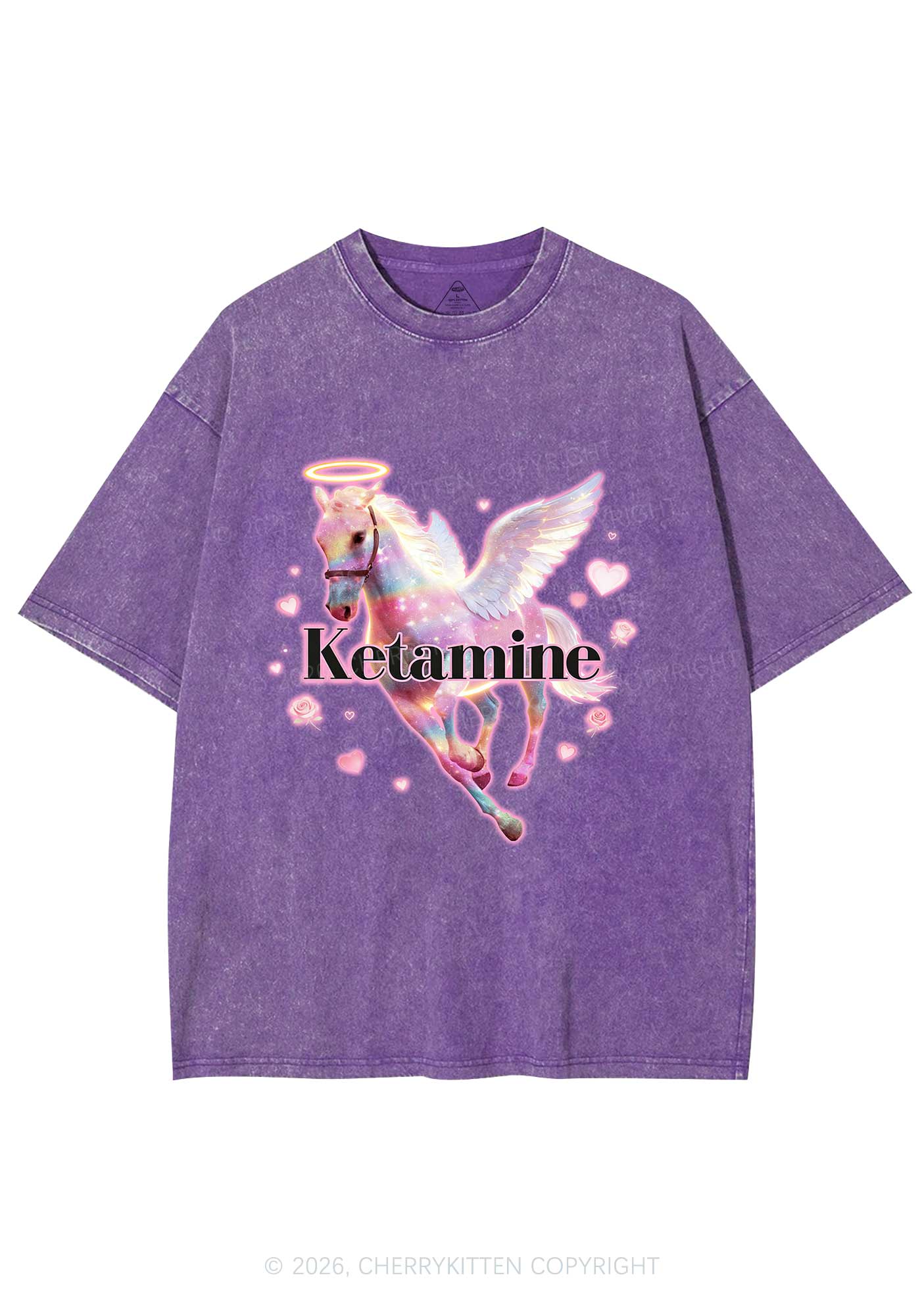Angel K Horse Valentine's Day Y2K Shirts Washed Tee Cherrykitten
