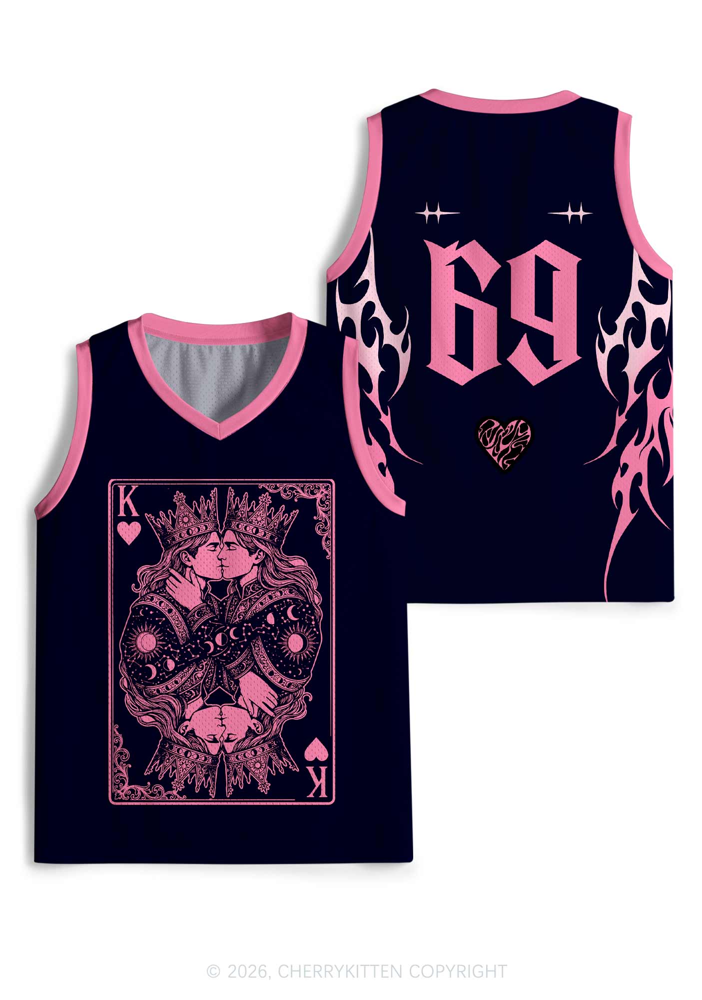 Pink Black Gay King Pride Y2K Sport Jersey Tank Cherrykitten