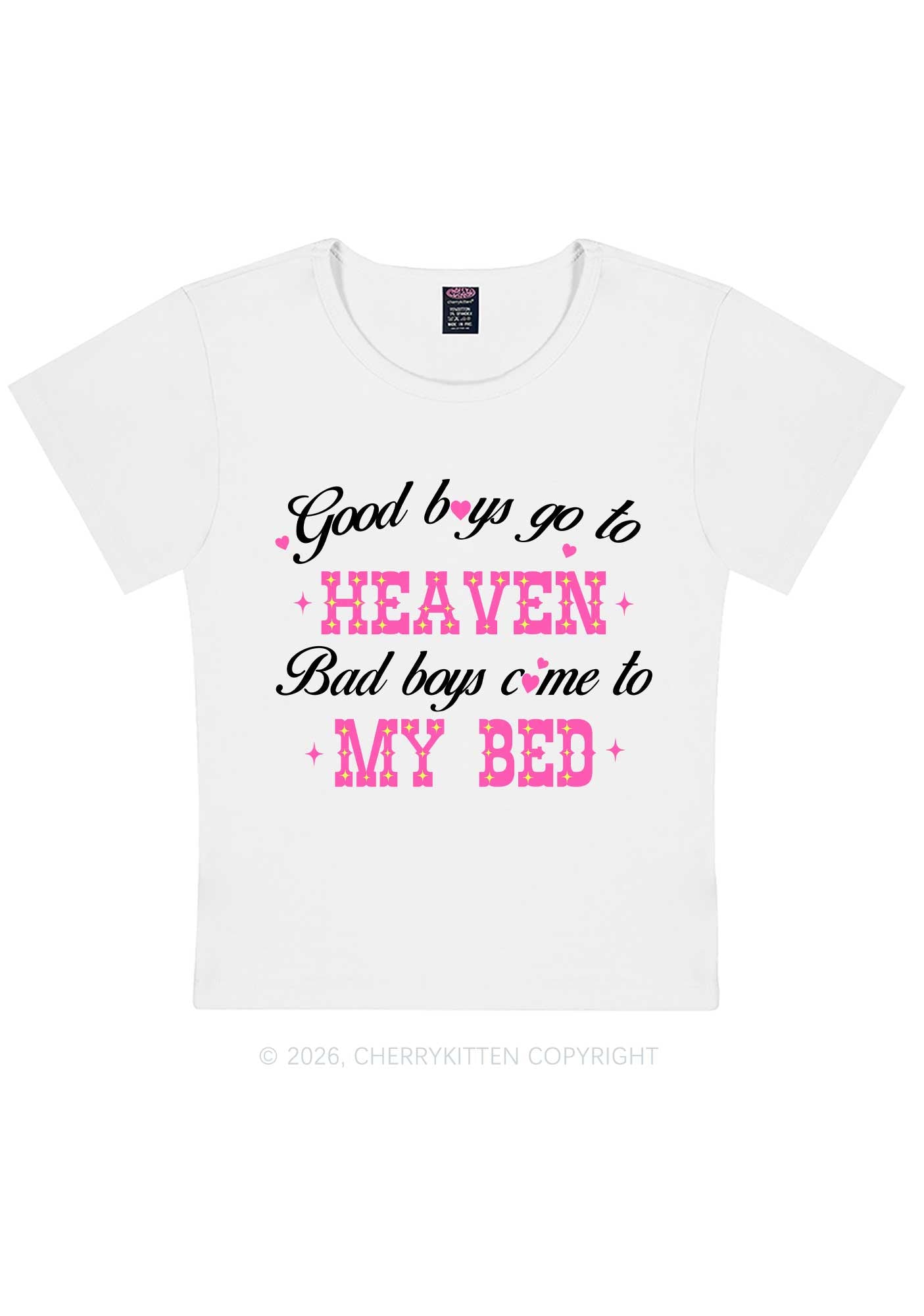 Bad Boys Come To My Bed Y2K Baby Tee Cherrykitten