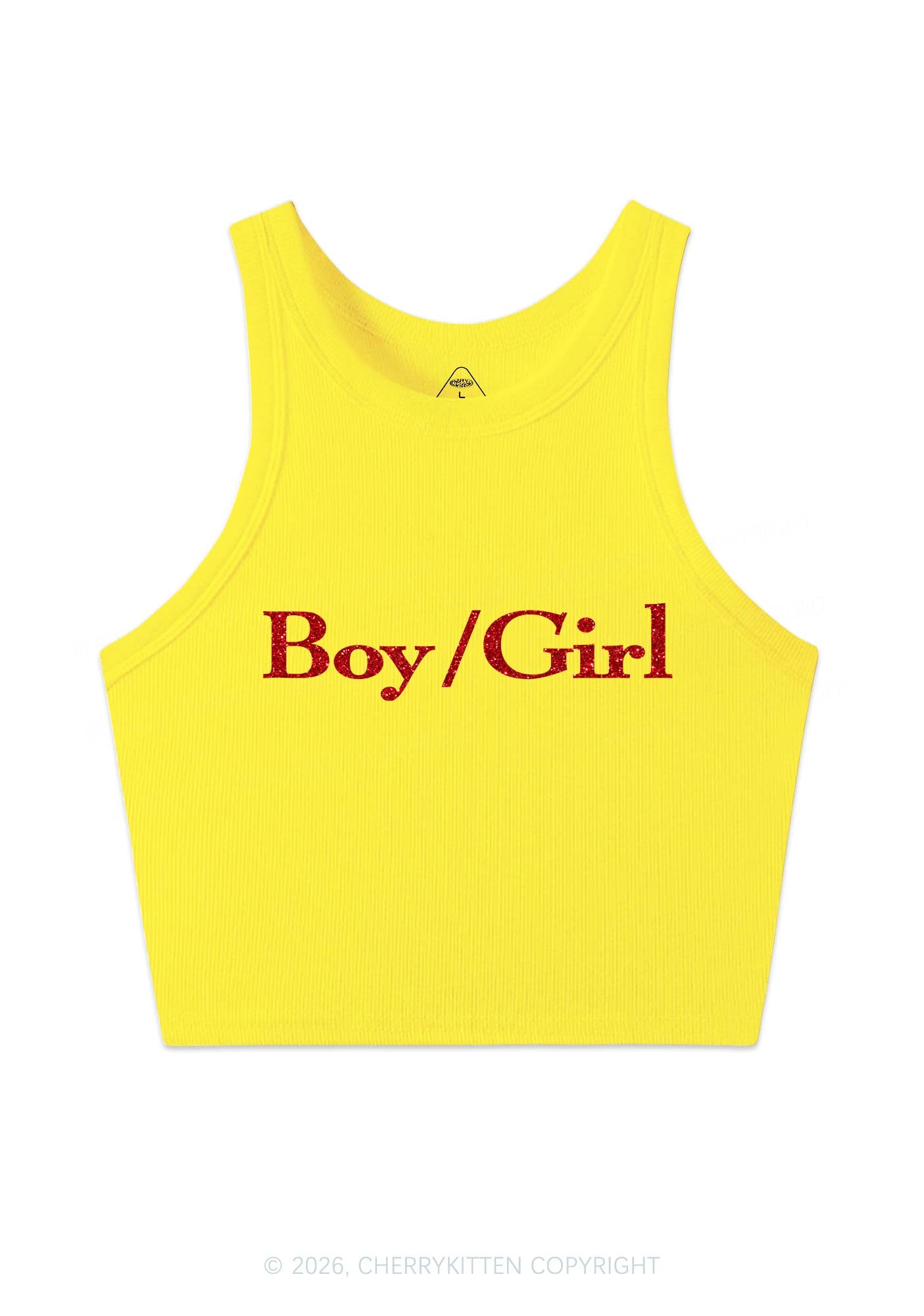 Glitter Boy Or Girl Pride Y2K Crop Tank Top Cherrykitten
