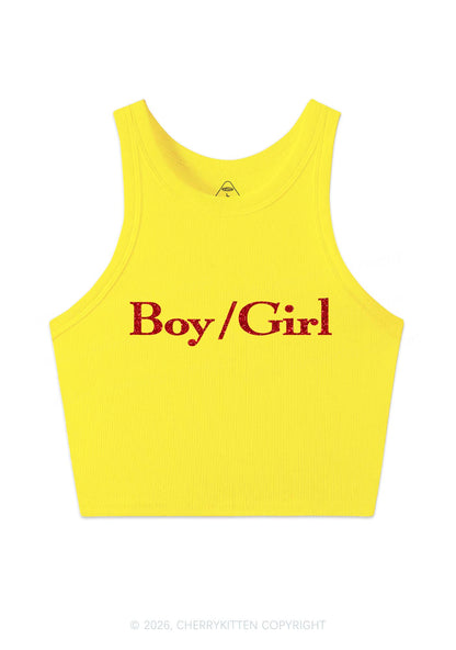 Glitter Boy Or Girl Pride Y2K Crop Tank Top Cherrykitten