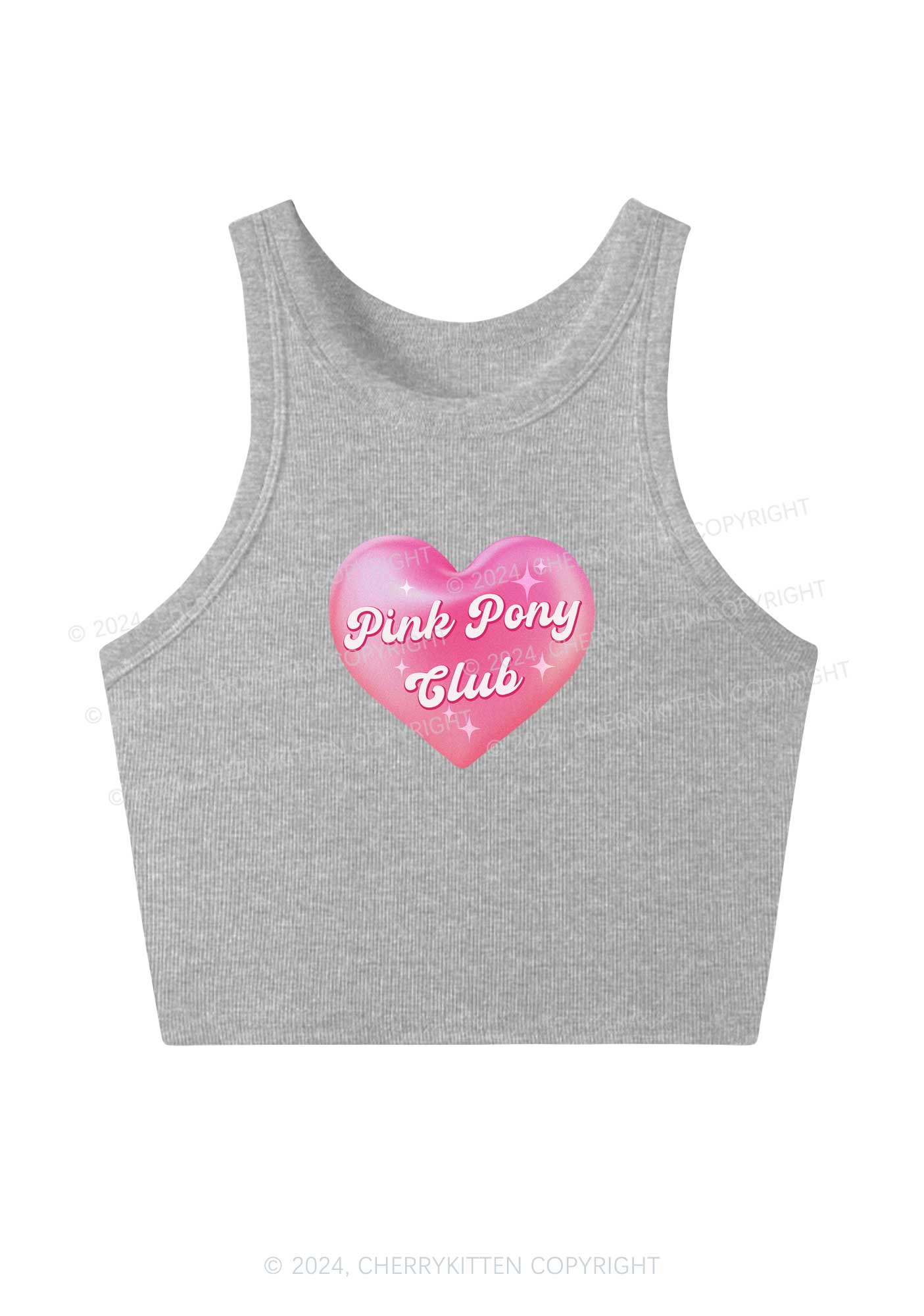 Pink Heart Pony Club Y2K Crop Tank Top Cherrykitten