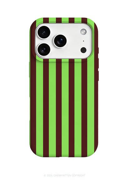 Green Brown Stripes Y2K Phone Case Cherrykitten