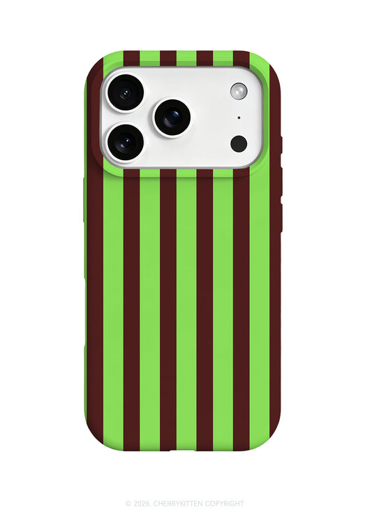 Green Brown Stripes Y2K Phone Case Cherrykitten