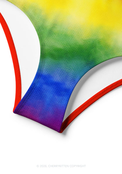 Rainbow Flag Pride Y2K Print Bikini Set Cherrykitten