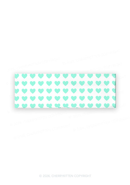 Mint Green Heart On White Y2K Print Headband Cherrykitten