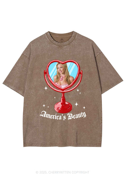 Custom Mirror Beauty Y2K Shirts Washed Tee Cherrykitten