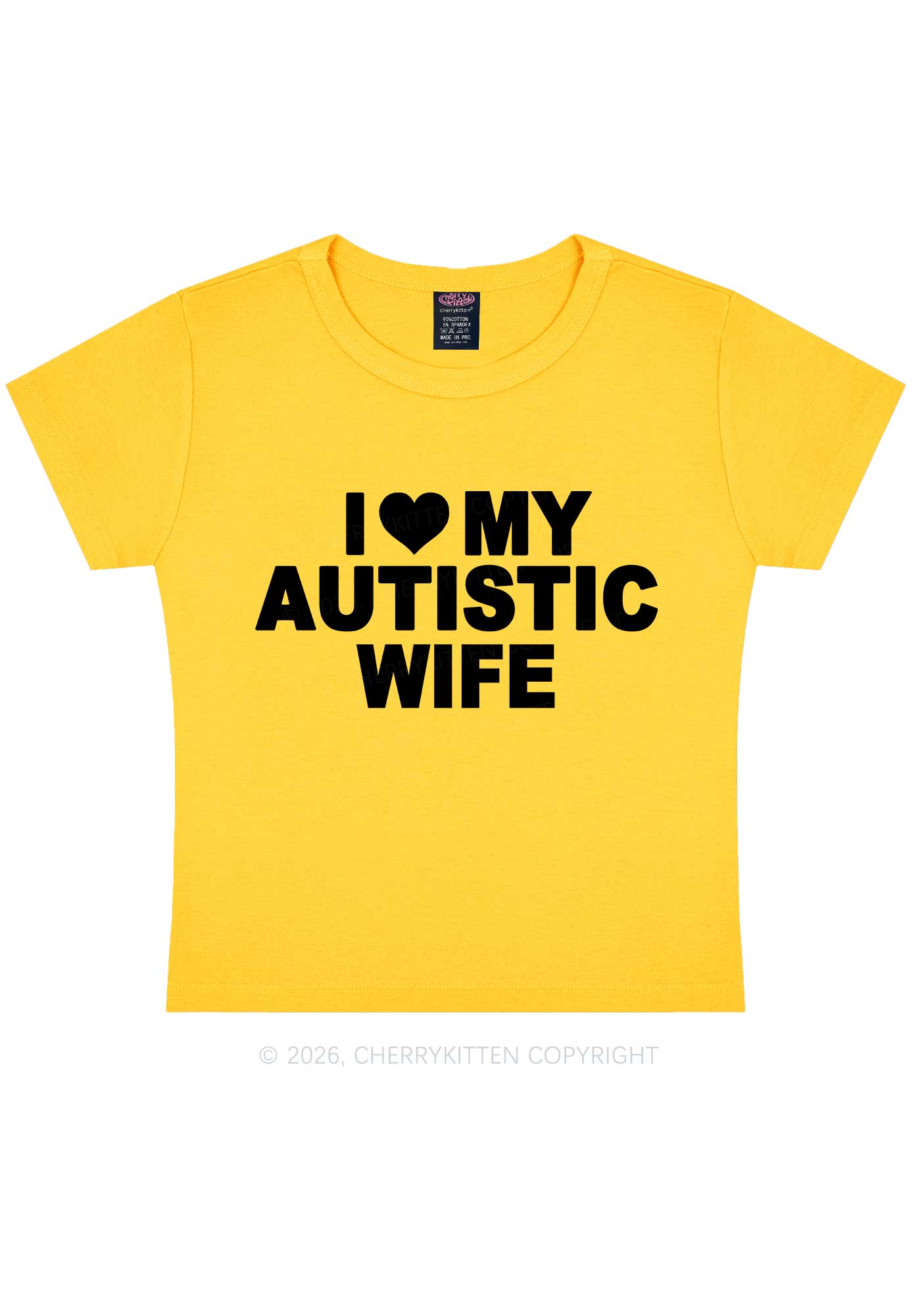 I Love My Autistic Wife Y2K Baby Tee Cherrykitten