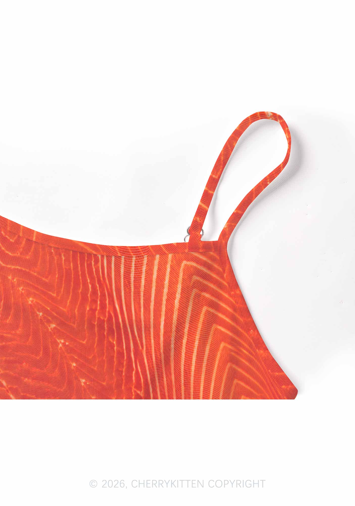 Salmon Meat Texture Y2K Mesh Cami Tank Cherrykitten