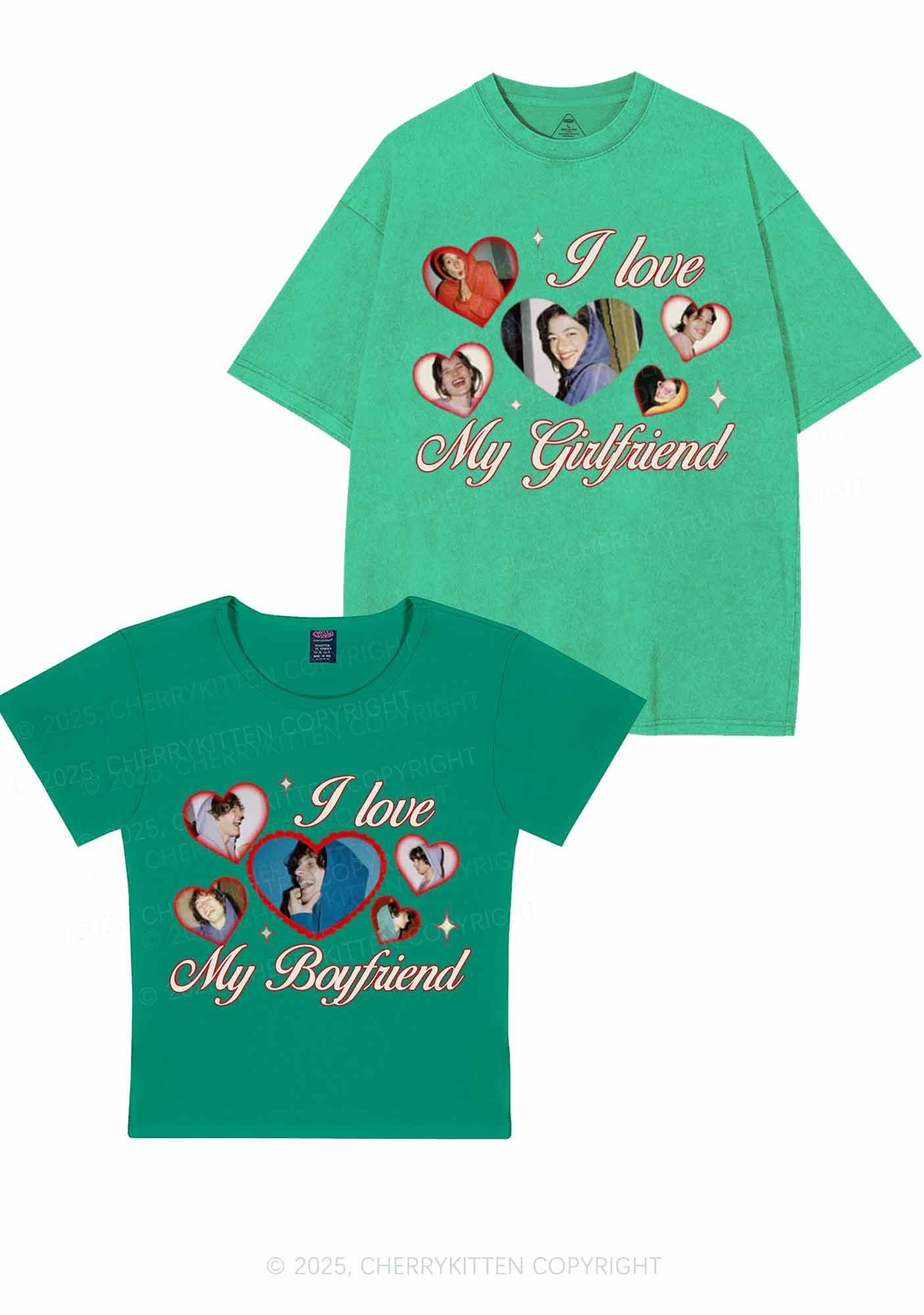 Custom Boyfriend Girlfriend Photos Y2K Valentine's Day Couple Shirt Cherrykitten