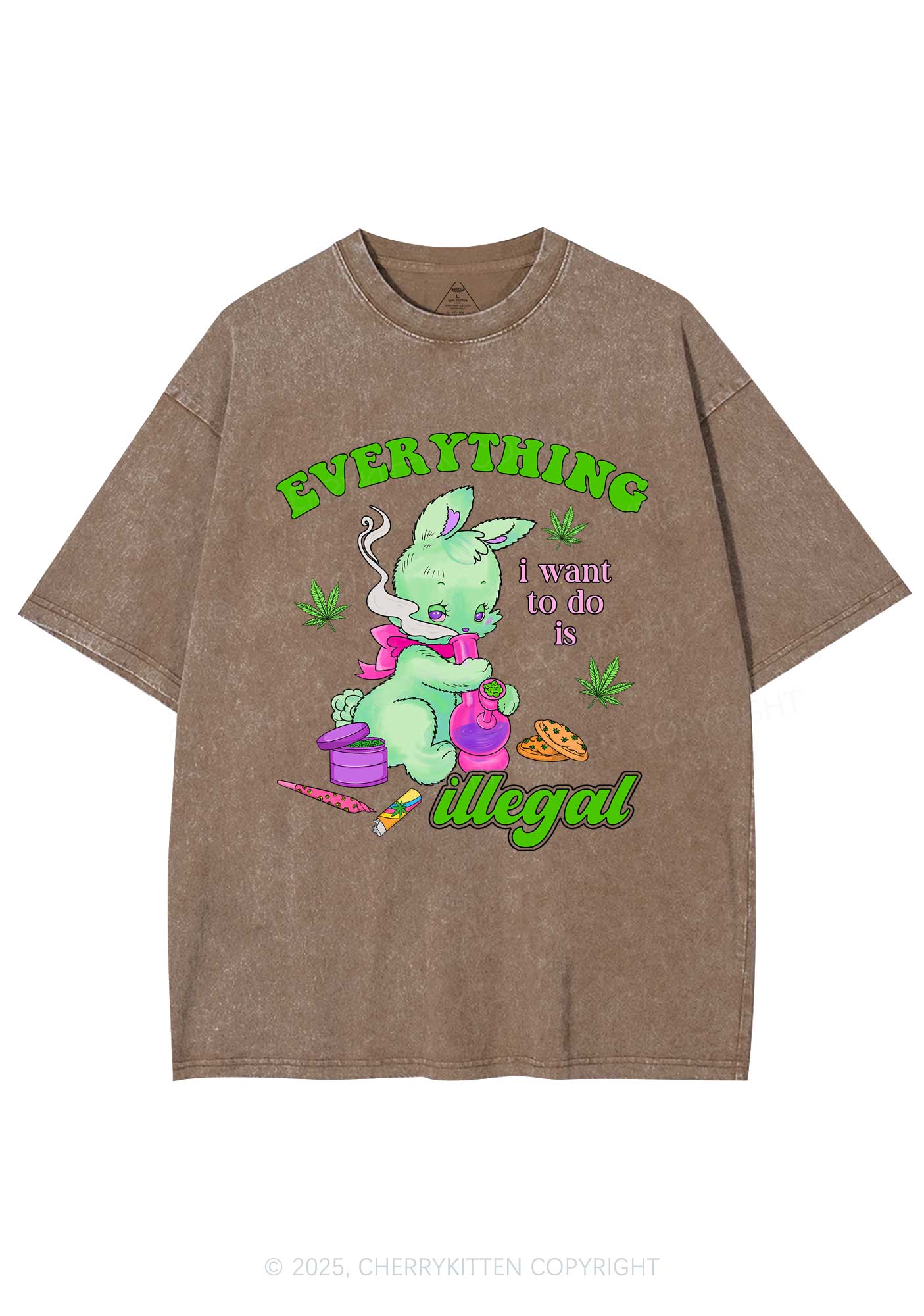 Everything Is Illegal Bunny Y2K Shirts Washed Tee Cherrykitten