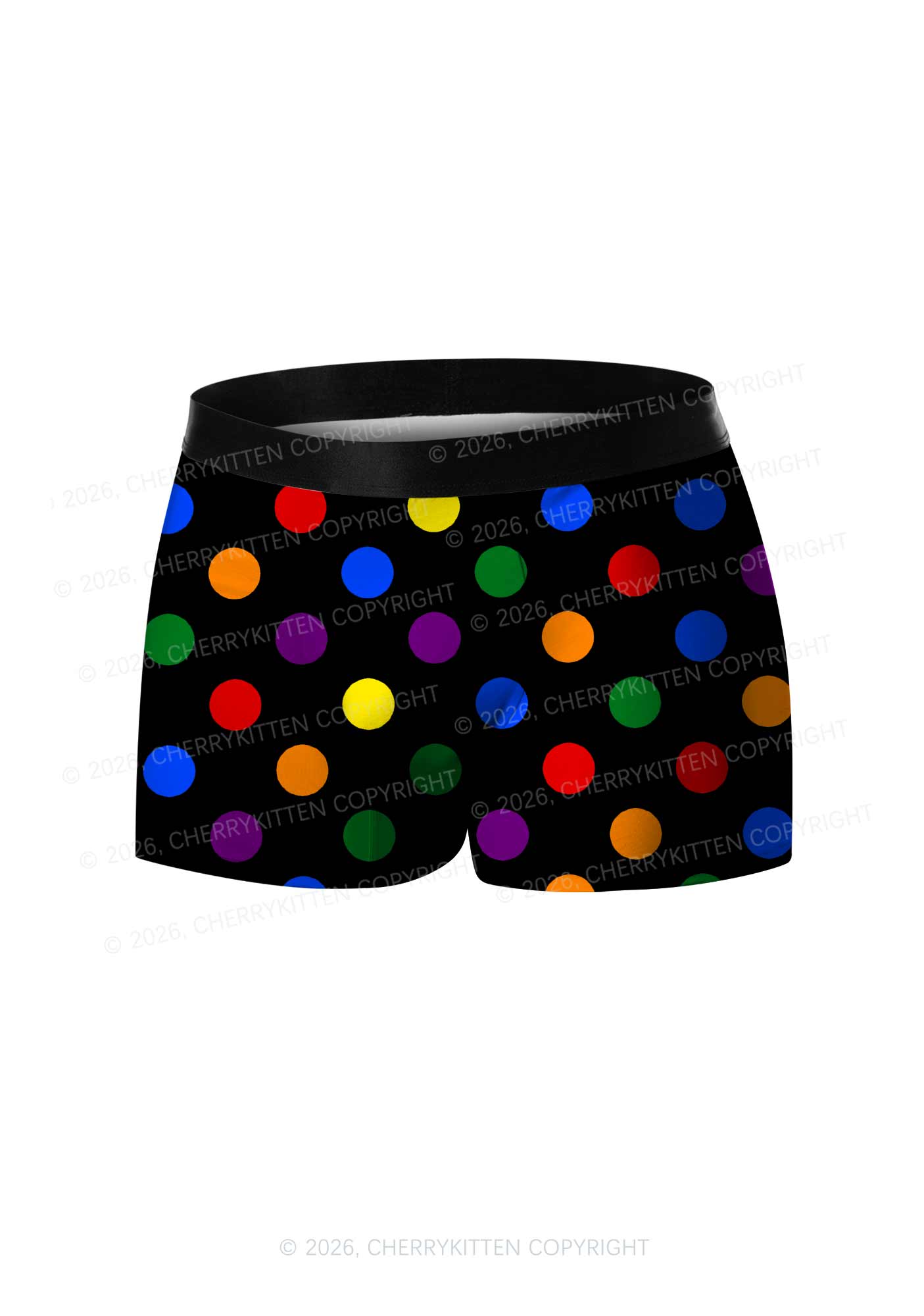 Rainbow Dots On Black Pride Y2K Print Men Boxer Briefs Cherrykitten