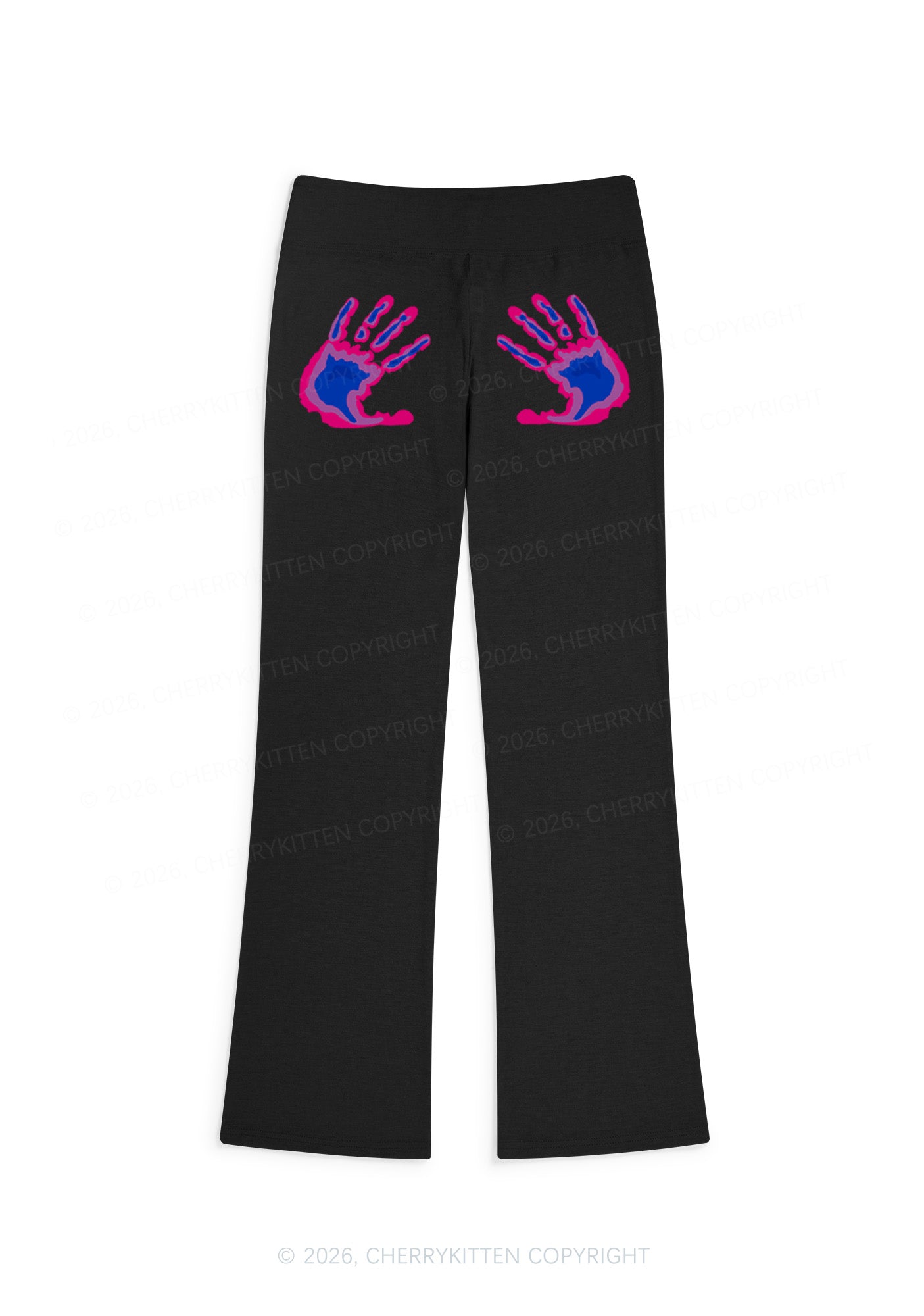 Bisexual Thermal Hands Pride Y2K Low Rise Drawstring Flare Pants Cherrykitten