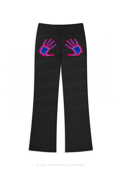 Bisexual Thermal Hands Pride Y2K Low Rise Drawstring Flare Pants Cherrykitten