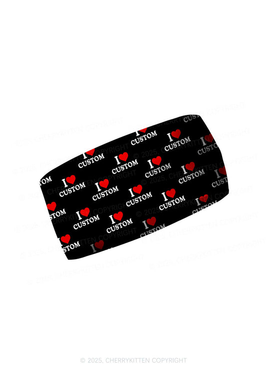 I Love Custom Valentine's Day Y2K Print Headband Cherrykitten