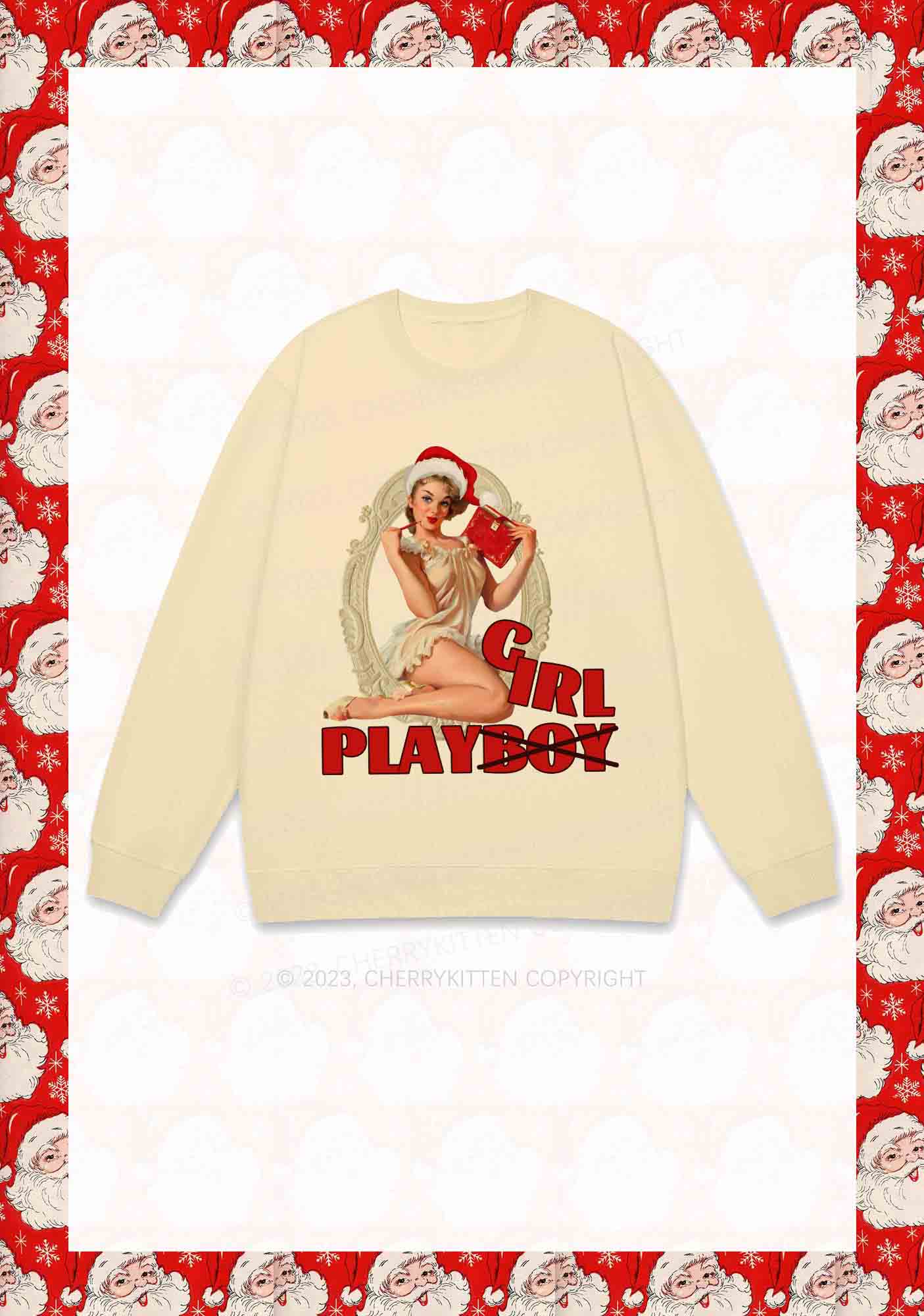 Girl Play Not Boy Christmas Y2K Sweatshirt Cherrykitten