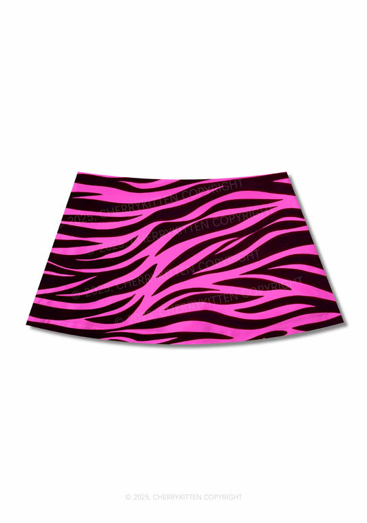 Pink Zebra Y2K Print Mini Skirt Cherrykitten