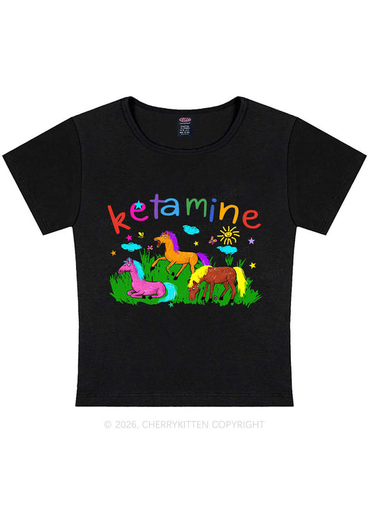 Rainbow K Pony Y2K Baby Tee Cherrykitten