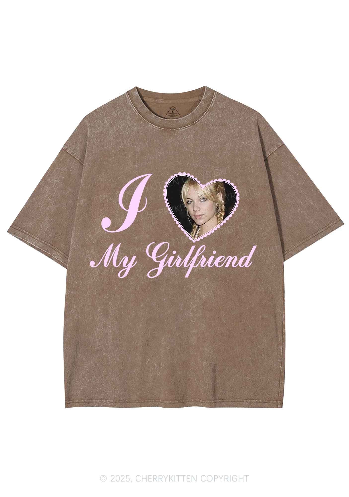 Custom Heart My Bf GF Y2K Shirts Washed Tee Cherrykitten