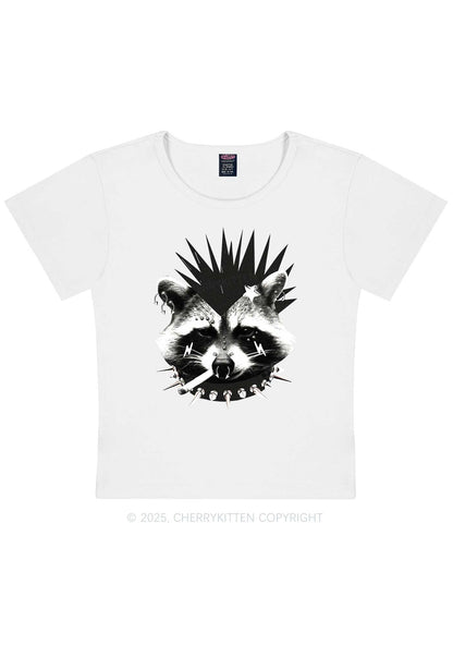 Punk Raccoon Y2K Baby Tee Cherrykitten