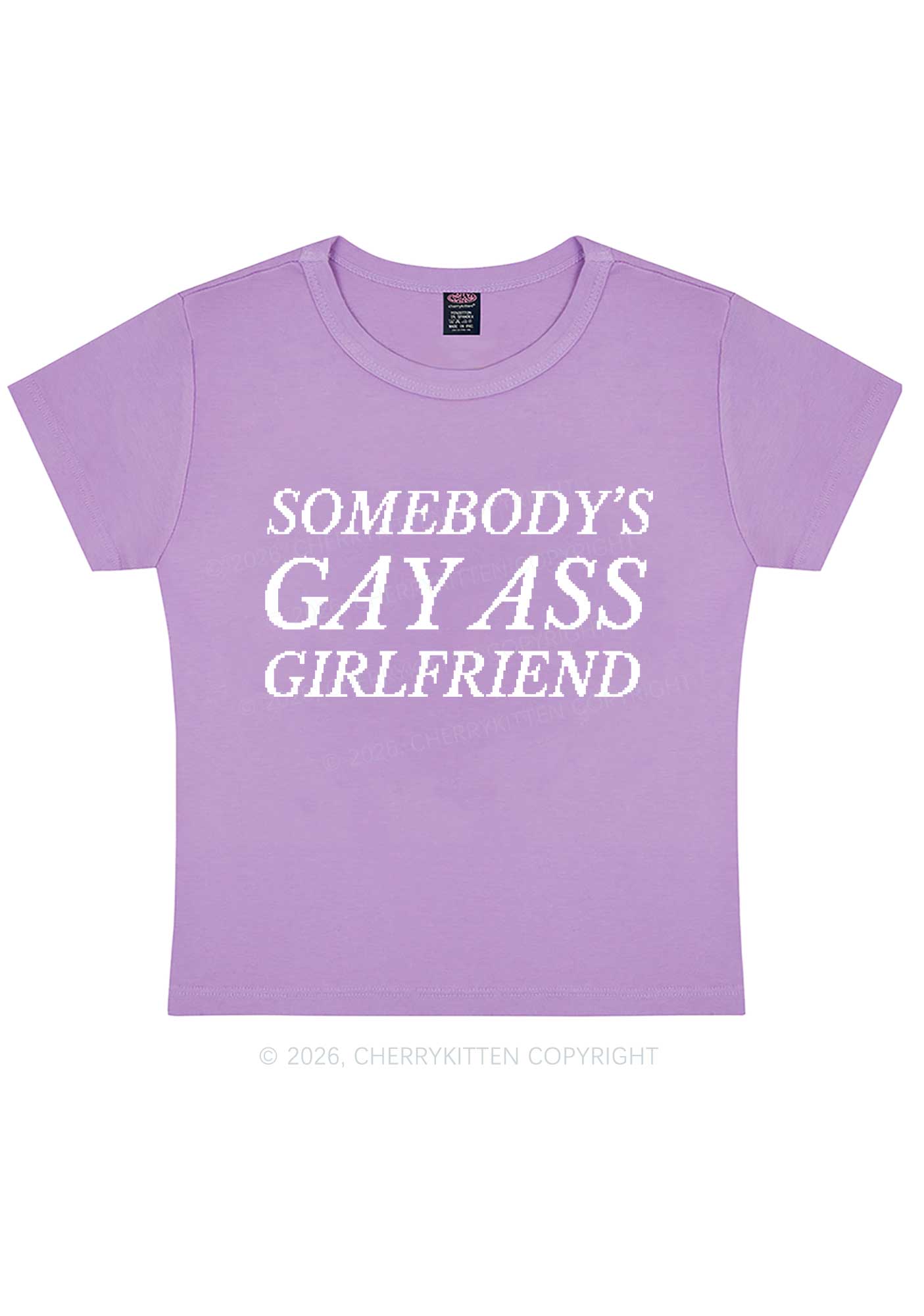 Somebodys Gay Axx Girlfriend Pride Y2K Baby Tee Cherrykitten