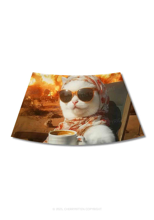 Cool Cat Enjoying Coffee Y2K Print Mini Skirt Cherrykitten