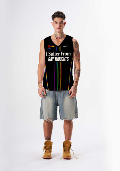 Black I Suffer From Gay Thoughts Pride Y2K Sport Jersey Tank Cherrykitten