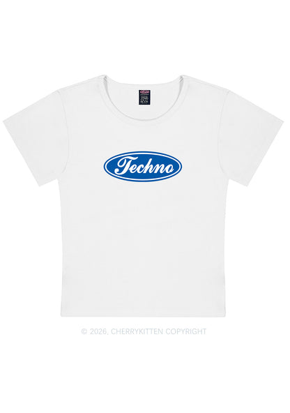 Oval Techno Y2K Baby Tee Cherrykitten