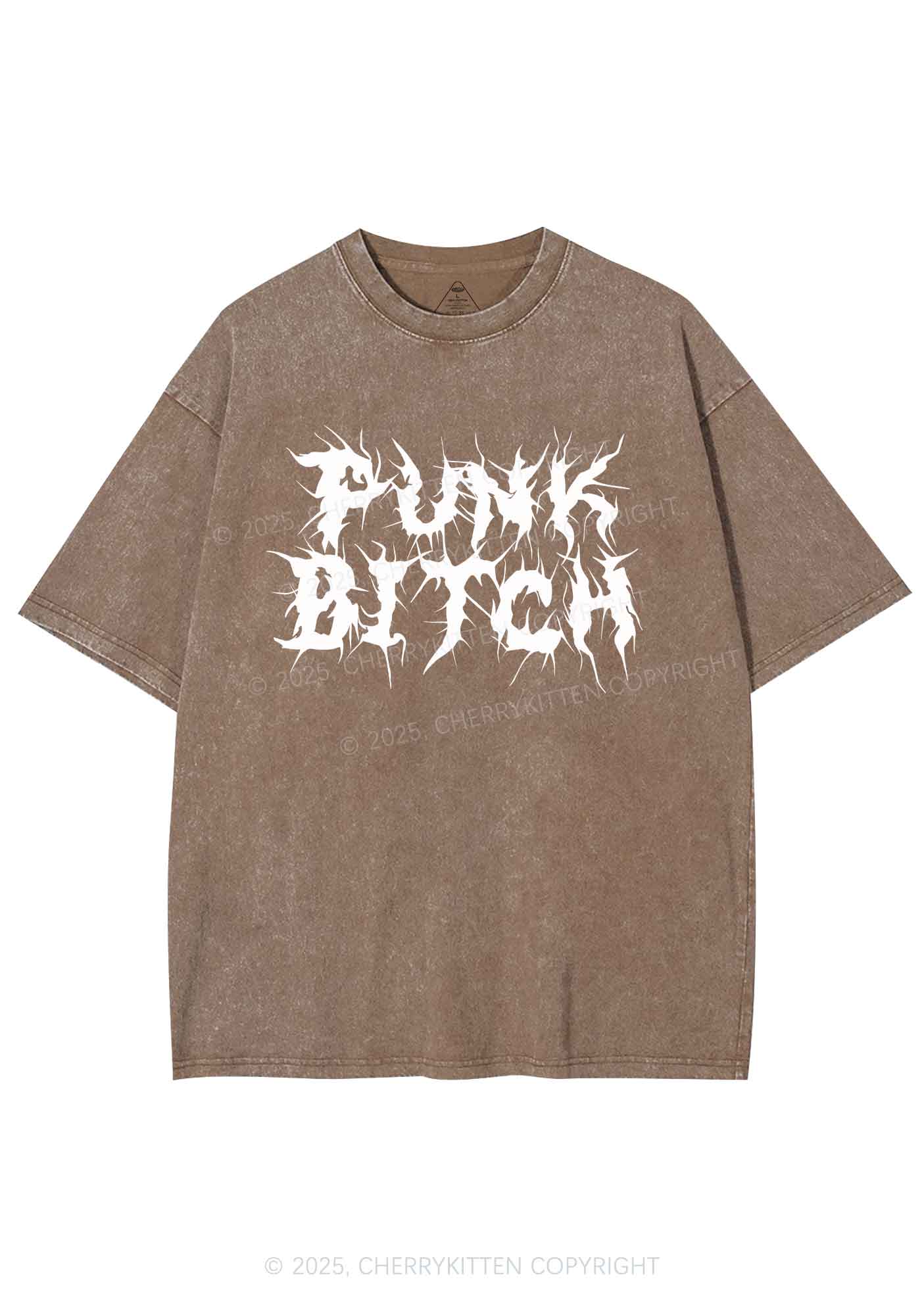 Punk Bxxch Y2K Shirts Washed Tee Cherrykitten