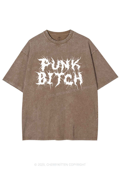 Punk Bxxch Y2K Shirts Washed Tee Cherrykitten