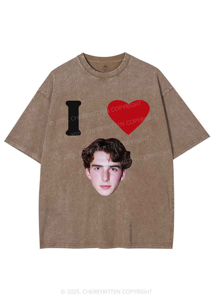 I Love Custom Portrait Y2K Shirts Washed Tee Cherrykitten