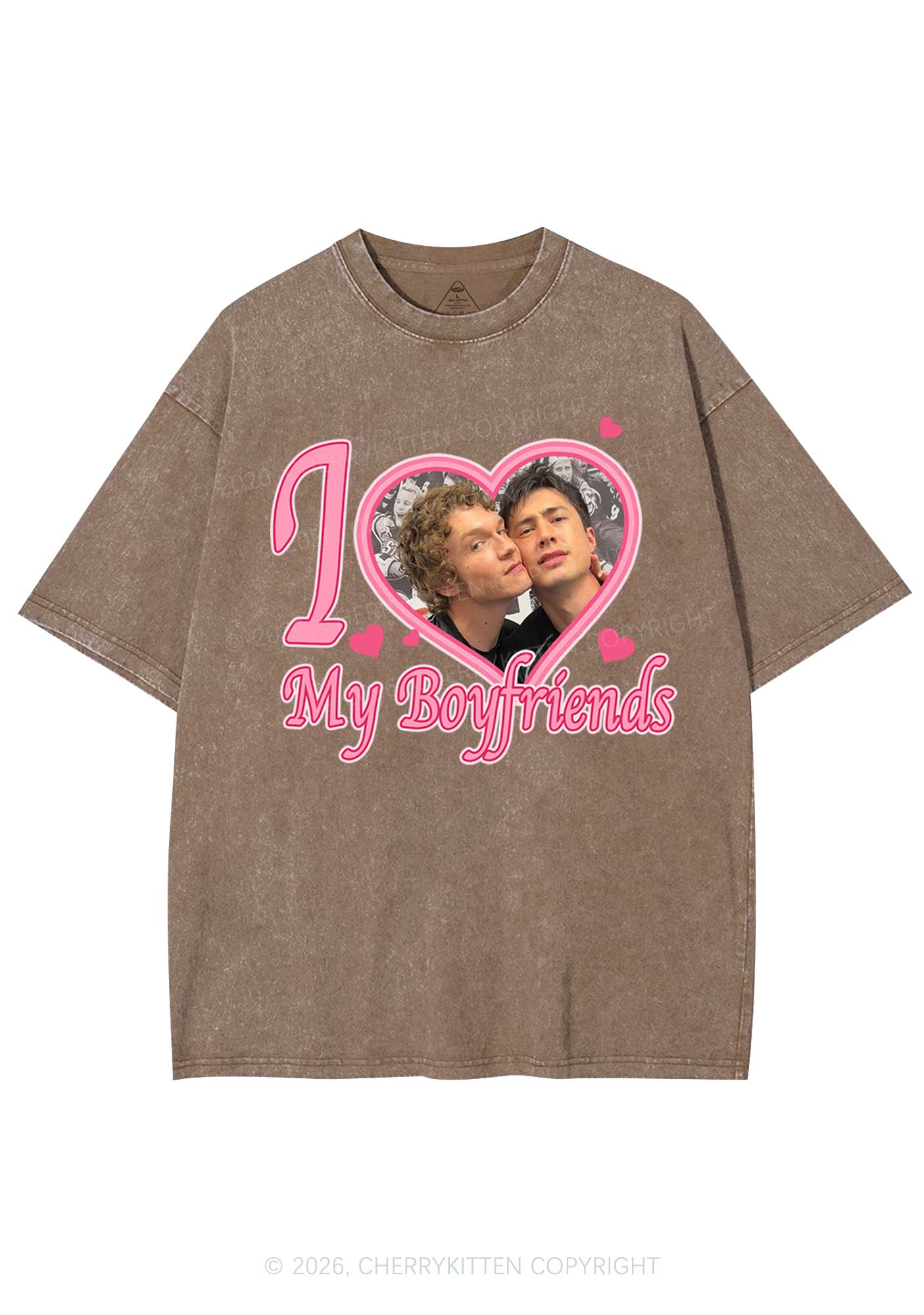 I Love My Boyfriends HR Y2K Shirts Washed Tee Cherrykitten