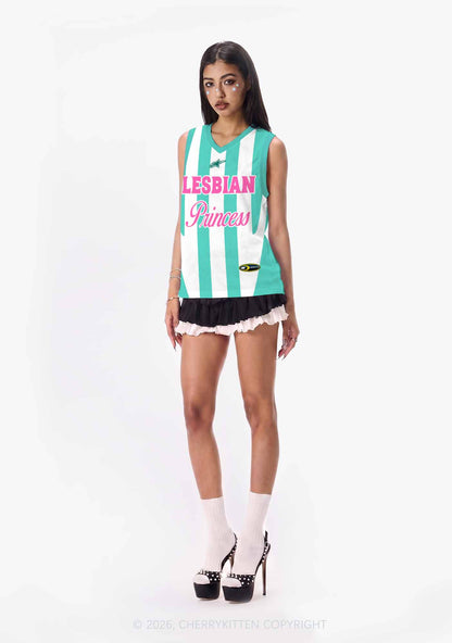 Mint Green Lesbian Princess Pride Y2K Sport Jersey Tank Cherrykitten
