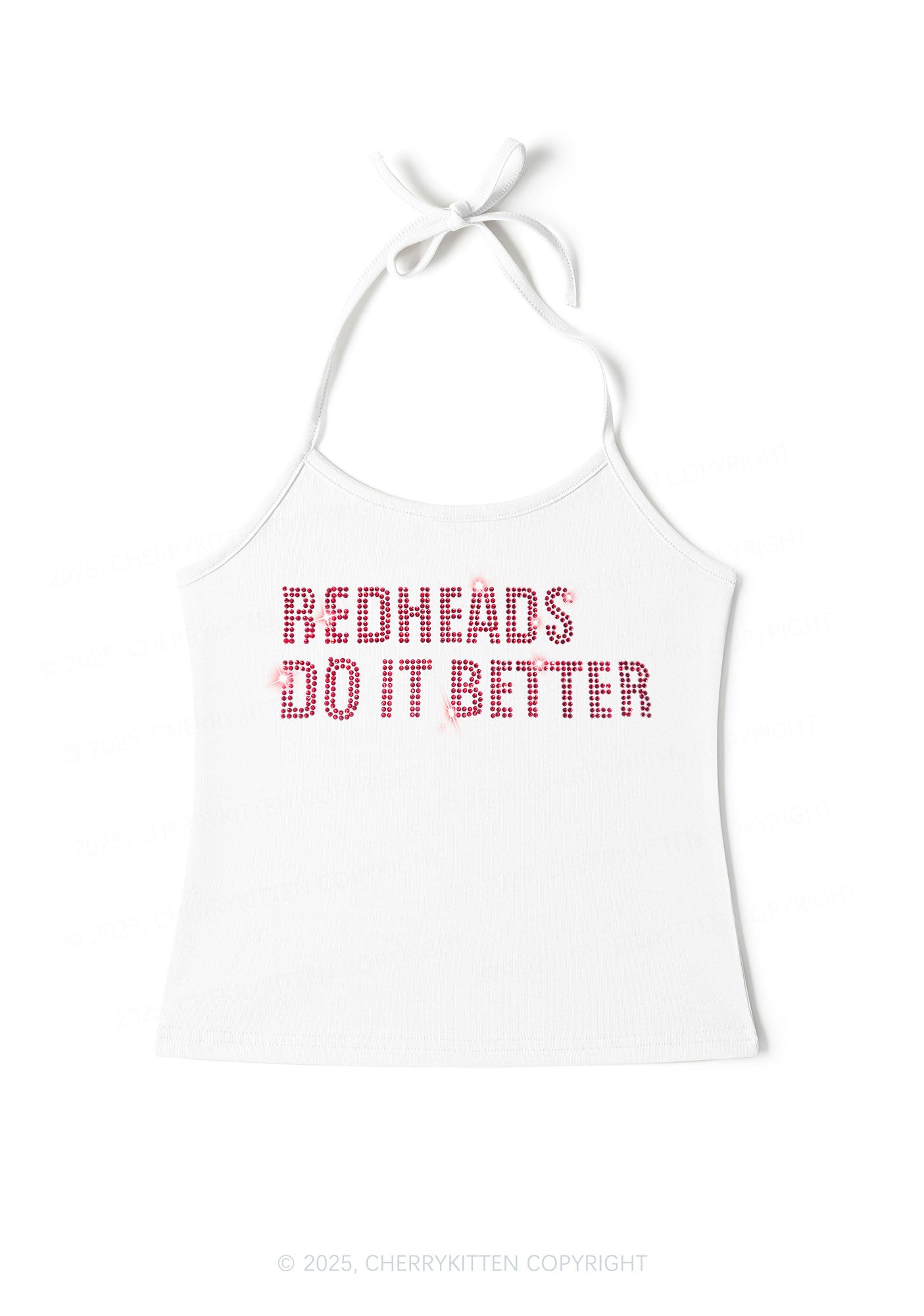 Rhinestone Redheads Do It Better Y2K Halter Neck Cami Cherrykitten