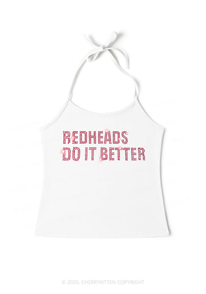 Rhinestone Redheads Do It Better Y2K Halter Neck Cami Cherrykitten