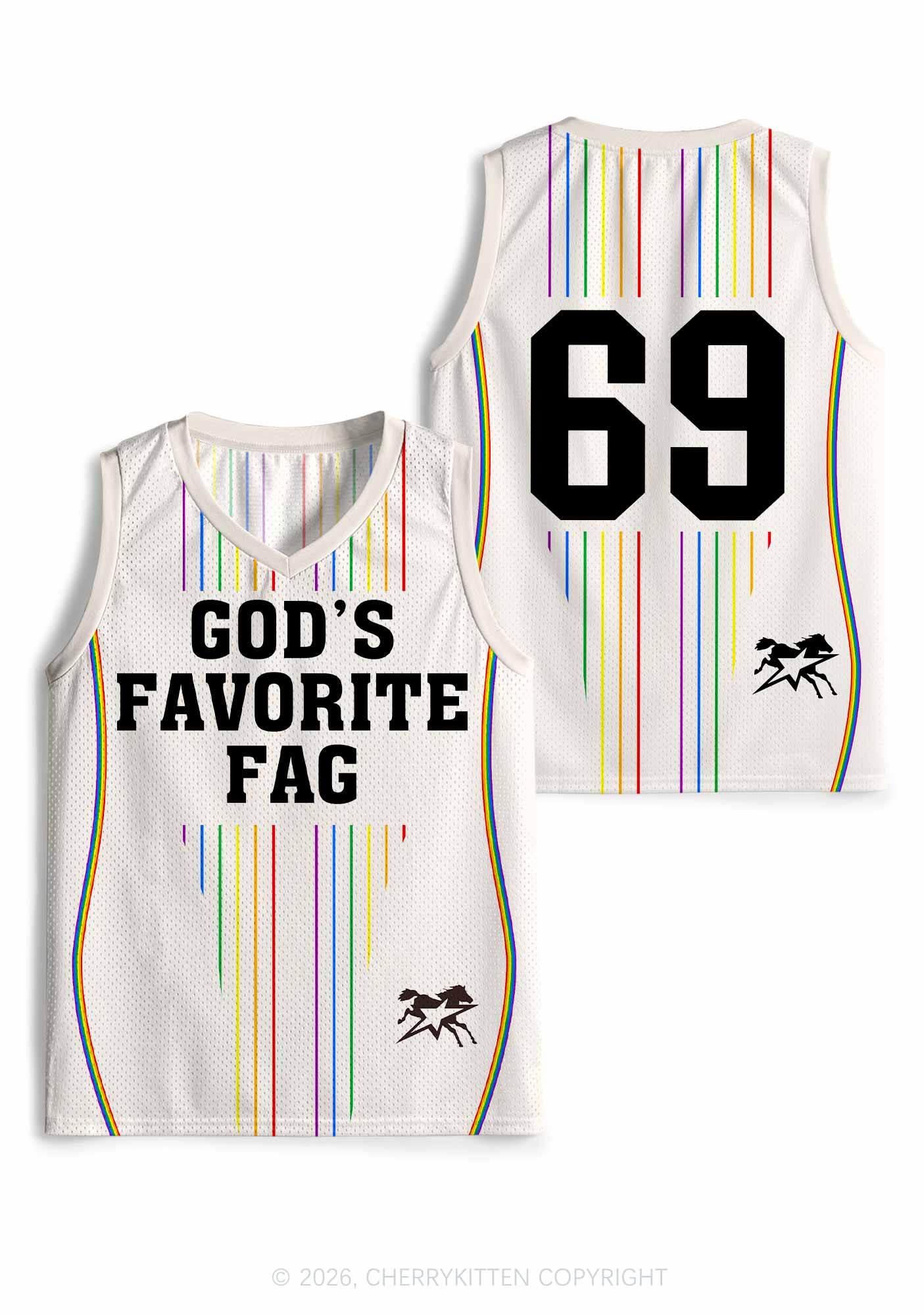 Gods Favorite Fag Rainbow Stripes Pride Y2K Sport Jersey Tank Cherrykitten