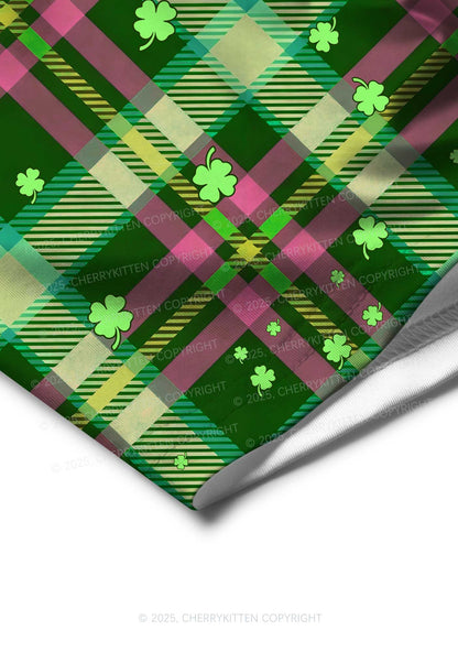Four Leaf Clover Plaid St Patricks Y2K Print Men Boxer Briefs Cherrykitten