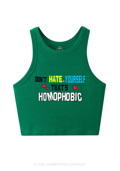Hate Yourself Thats Homophobic Pride Y2K Crop Tank Top Cherrykitten