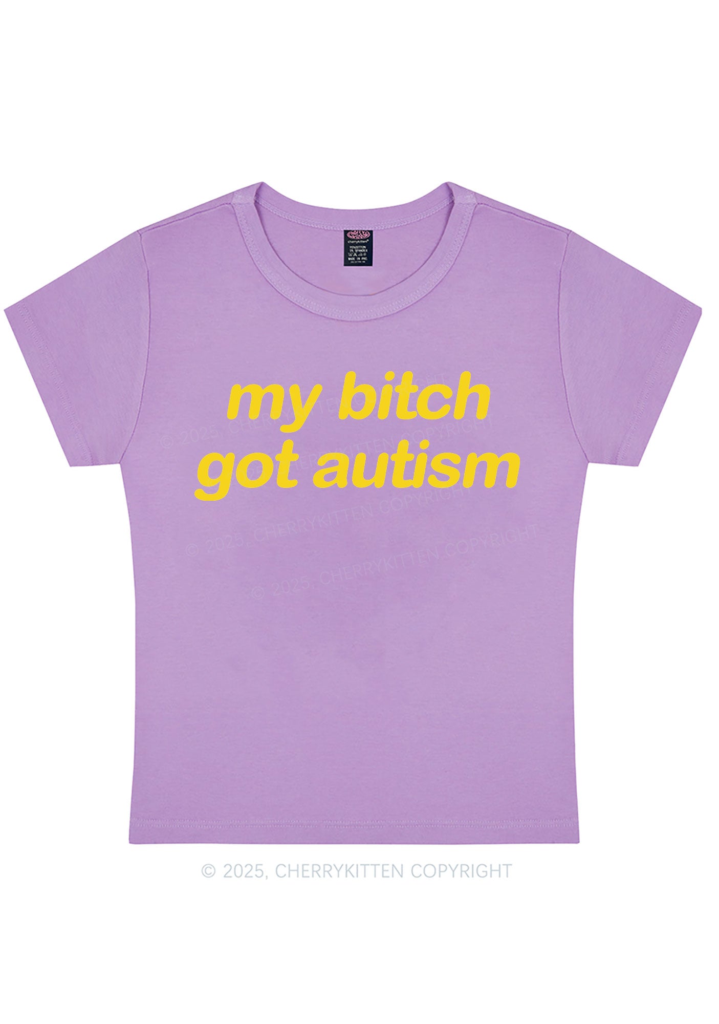 My Bxxch Got Autism Y2K Baby Tee Cherrykitten