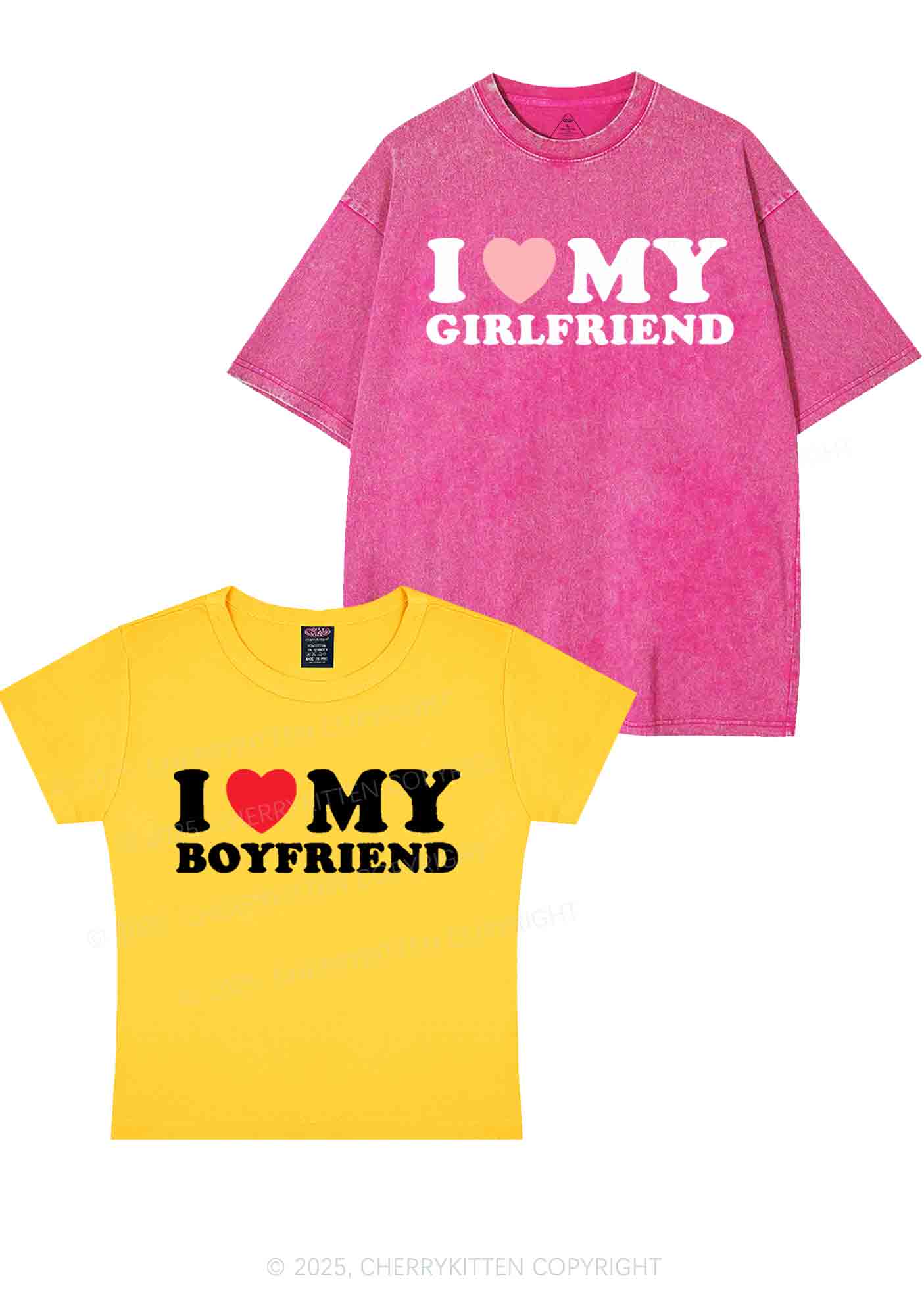 I Love GF BF Y2K Valentine's Day Couple Shirt Cherrykitten