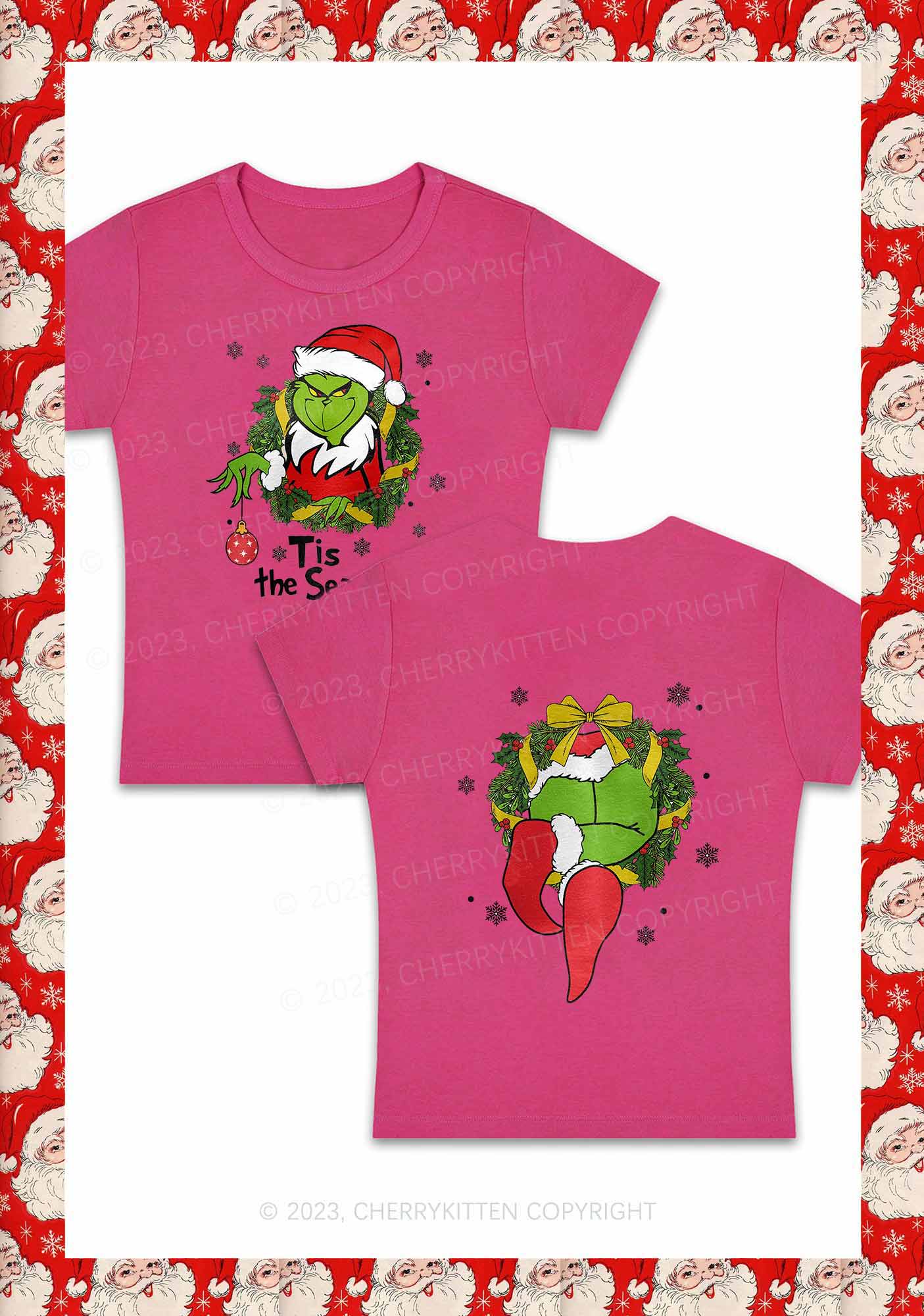 Christmas Tis the Season Two Sides Y2K Baby Tee Cherrykitten